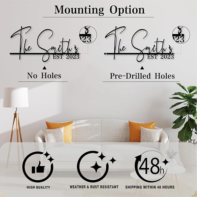 Custom Metal Family Name Signs for Wall Decor, Personalized Metal Last Name Sign Wedding and Housewarming Gifts, Family Established Sign
