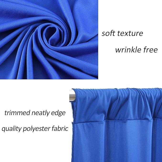 AK TRADING CO. 10 feet Wide x 12 feet Long Polyester Backdrop Drapes Curtains Panels with Rod Pockets - Wedding Ceremony Party Home Window Decorations - (Royal)