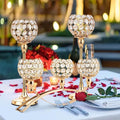Vincigant Gold Crystal Candle Holders Set of 8 with 4Sets Crystal Candelabra 3 Arm Candlesticks Holder Table Centerpiece,Candelabra Centerpieces for Wedding Party Anniversary Home Living Room Decor