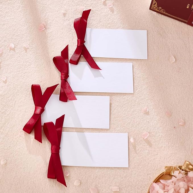 60pcs Name Cards for Table Setting, Place Cards, Wedding Place Cards.Wedding Name Tags.Present Tags with String Attached.and Reserved Signs for Wedding Seating.(Red)