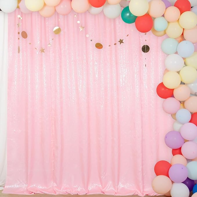ShinyBeauty Sequin Backdrop 7ftx7ft Baby Pink | Sparkle Drapes for Photoshoots, Baby Showers, & Birthday Parties | Elegant & Durable Glitter Background
