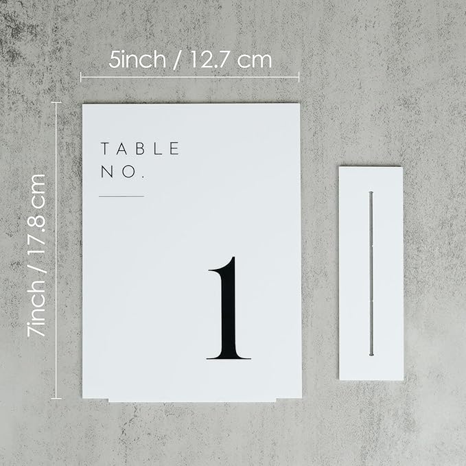 JINMURY White Wedding Table Numbers 1-15 with Stands, 5"x7" White Acrylic Table Numbers, Perfect for Wedding Reception, Party, Anniversary, Event