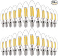 FLSNT 60W Equivalent LED Chandelier Light Bulbs, Dimmable LED B11 E12 Candelabra Base Bulbs, 3500K Natural White, 550LM, 24 Pack UL,CA65 Listed.