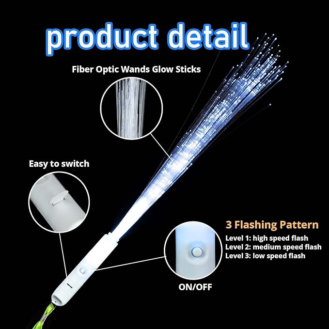 25 Pcs White Fiber Optic Wands,3 Models Wedding Sparklers,Glow Sticks Light up Sticks Led Light Wands Fit Wedding Bridal Shower Birthday Valentine's Day