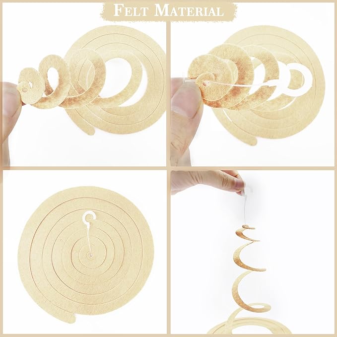 36 Pcs Sage Green Dusty Blue Hanging Swirl Decorations Blue Sage Green Felt Swirl Streamer Spiral Ceiling Garland for Baby Shower Birthday Retirement Wedding Safari Silly Goose Theme Party Supplies