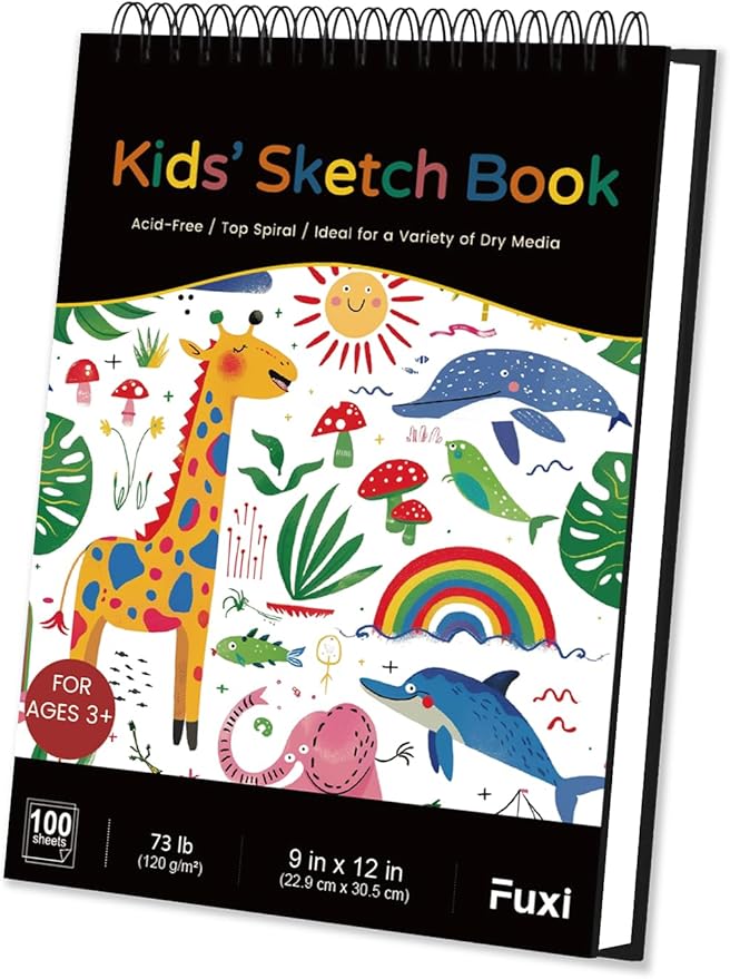 Sketch Book for Kids, 9" x 12" Kid Sketchbook, 100 Sheets (73lb/120gsm) Drawing Paper for Kids, Spiral Sketch Pad for Kid, Art Supplies for Classroom Must Haves.