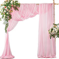 SiinvdaBZX 2 Panels Wedding Arch Draping Fabric 30" x 20Ft Pink Sheer Chiffon Fabric Outdoor Extra Long Decorative Drapery Fabric for Party Ceremony Ceiling Curtain Backdrop