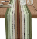Sage Green Wooden Cotton Linen Table Runner for Dining Kitchen, Wedding Outdoor Party Tablerunners Decoration, Vintage Country Retro Distressed Grain Dresser Scarf Coffee Tablecloth Runners 13''x108''
