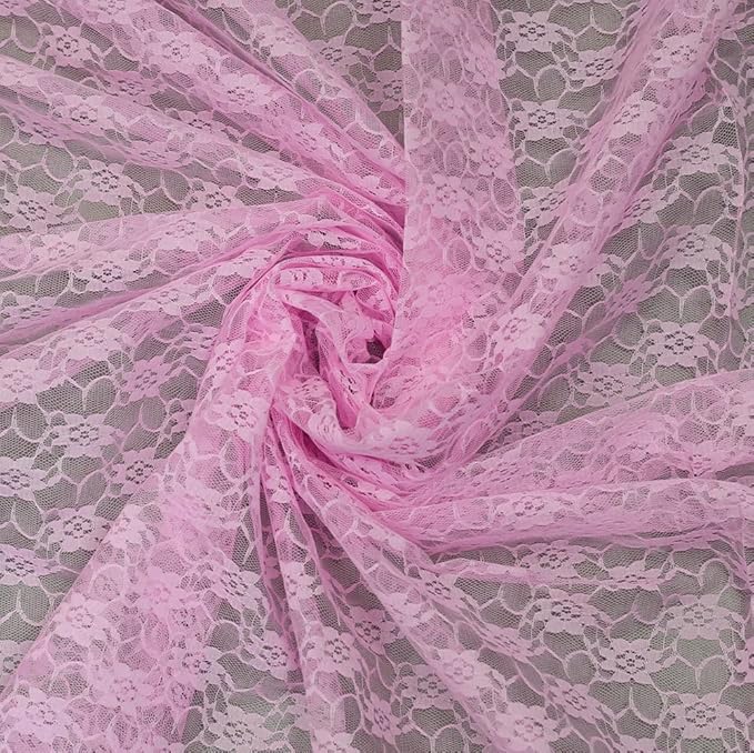 MDS Pack of 15 Wedding 12 x 108 inches Lace Table Runner for Wedding, Decorations for Birthday Parties, Banquets, Graduations, Engagements, and Runners fit Rectangle, Round Table- Pink