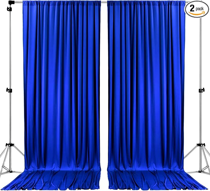 AK TRADING CO. 10 feet Wide x 12 feet Long Polyester Backdrop Drapes Curtains Panels with Rod Pockets - Wedding Ceremony Party Home Window Decorations - (Royal)