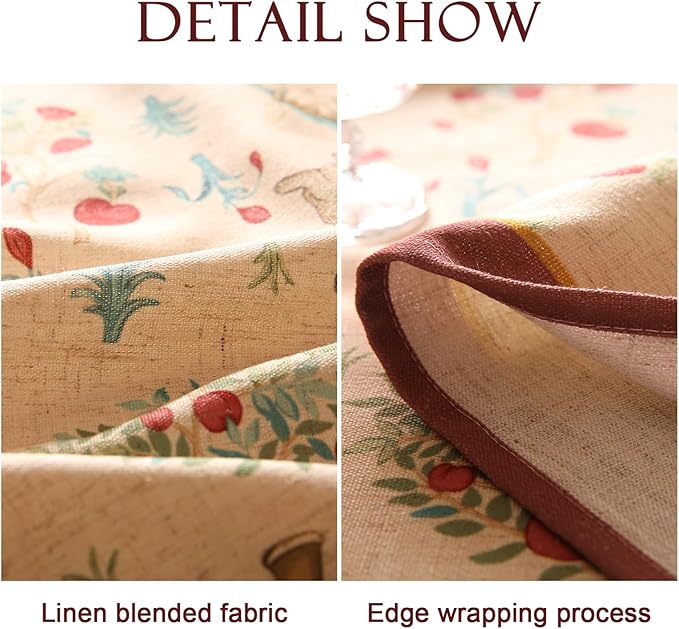 patdrea Designer Beige Extra Long Tablecloth for Rectangle Table,Vintage French Linen Trees Pattern Table Cloth,Decoration Cover for Kitchen Dining Christmas,Thanksgiving,63"x110"-Tatiana D