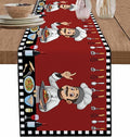 Red Chef Gourmet Cotton Linen Table Runner for Dining Kitchen, Wedding Outdoor Party Tablerunners Decoration, Black White Check Plaid Funny Kitchen Dresser Scarf Coffee Tablecloth Runners 13x72 Inches