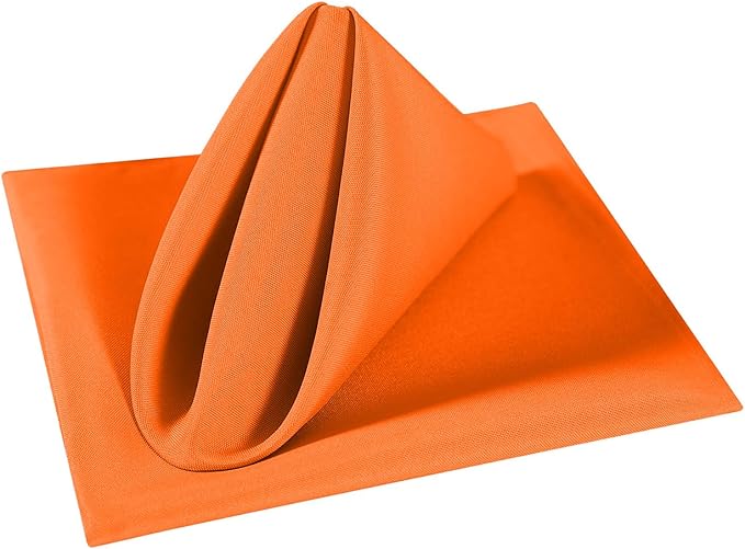 Cupuamon Cloth Napkins 20x20 inch Washable Polyester Dinner Napkins Soft Table Napkins for Wedding Party Dining Banquet(Orange,25PCS)