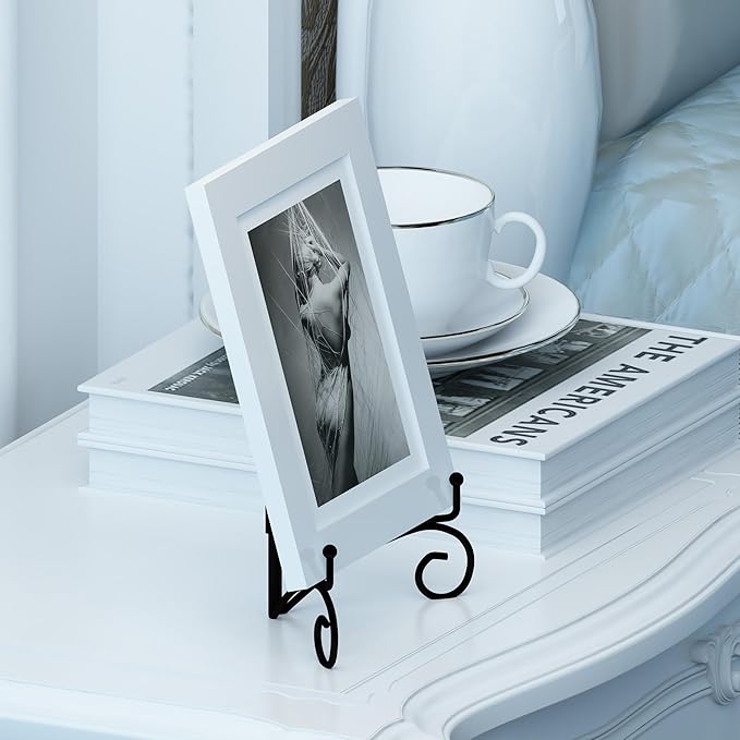 10 Inch Display Plate Stand with Folding Design, Metal Plate Holder for Tables, Picture Easel for Home Decoration, Photo Frame Stand, Black, 2-Pack