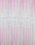 GOER 3.2 ft x 9.8 ft Metallic Tinsel Foil Fringe Curtains Party Photo Backdrop Party Streamers for Birthday,Graduation,New Year Eve Decorations Wedding Decor (Iridescent,5 pcs)
