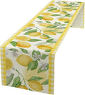 Lemon Table Runner,Yellow White Buffalo Plaid Summer Table Runner for Kitchen Dining Table Home Party Decoration 13x120 Inch