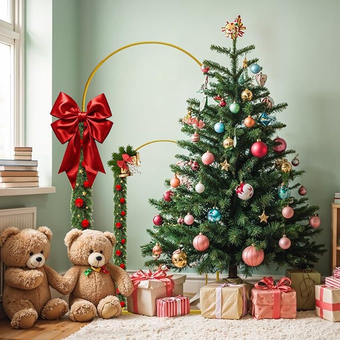 U+U 7.2FT, 6FT Arch Backdrop Stand, Gold Wedding Arch Stand Set of 2 for Birthday Party Bridal Baby Shower Balloon Arch Decoration (7.2FT, 6FT)