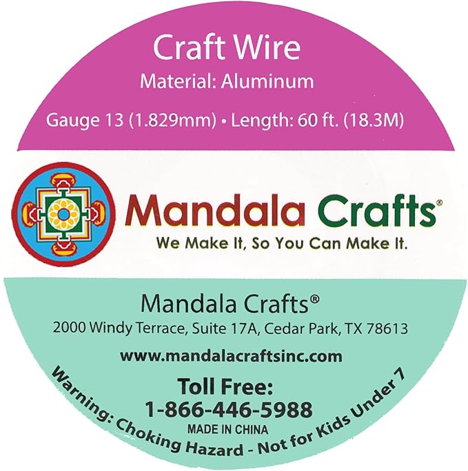 Mandala Crafts 13 Gauge Anodized Aluminum Craft Wire for Jewelry Making - 60 FT Colored Flexible Violet Wire - Bendable for Bonsai Armature Crafting Sculpting