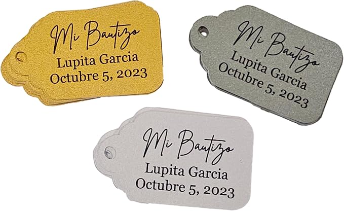 Mi Bautizo Baptism Christening Personalized Thank You Tags 20 pcs - More Colors Available (blue shimmer)