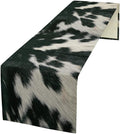 Cow Skin Print Table Runner, Rustic Country Farm Fur Skin Cowhide Pattern Western Style Black White Print Table Runner for Home Kitchen Dinning, 13x60 Inch