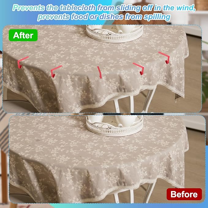 uxcell 4 Pack Tablecloth Clips, Stainless Steel Table Cloth Cover Clamps, 2.56" x 2.68" Windproof Holder Clips for Home Party Picnic Wedding Camping Dining Tables, Red