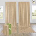 PartyVillage 50ft×15ft Beige Backdrop Curtain for Wedding Parties, 10 Panels Wrinkle Free 15 FT Long Polyester Photo Backdrop Drapes Back Drop Cloth for Birthday Photography Background