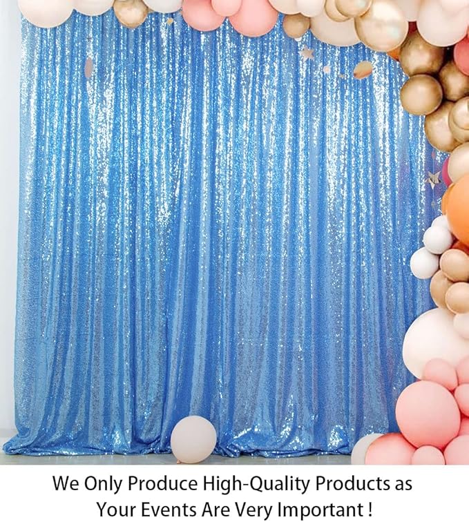 ShiDianYi Sequin Backdrop Baby Blue Sequin Photo Backdrop 4FT X 6FT Wedding Photo Booth Backdrop Shimmer Photography Background Ceremony Background