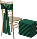 10 PCS Forest Green Satin Chair Sashes Bows Universal Chair Ribbon Ties Back Sash for Wedding Party Reception Events Banquets Hotel Event Chair Cover Decoration (7x108 inch)