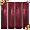 ShinyBeauty Sequin Backdrop 4 Panels Burgundy 2FTx8FT Fabric Photo Curtains for Party Baby Shower Glitter Backgrounds