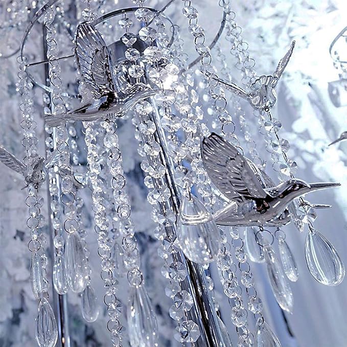 33ft K9 Glass Crystal Garland Strands - Hanging Chandelier Gem Bead Chain - 14mm Clear Octagon Prism Diamond String Decorations for Wedding Party Manzanita Centerpiece Christmas Tree