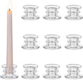 Glasseam Taper Candle Holders Bulk: 10pcs Glass Candle Sticks Holder Decor Clear Short Small Candlestick Holders Modern for Table Centerpiece Wedding Christmas Dinner Party
