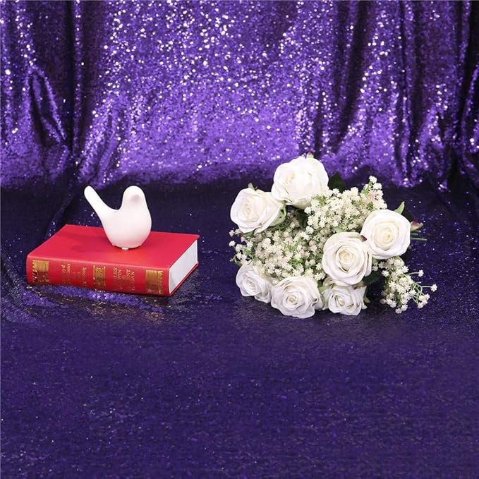 Eternal Beauty Purple Sequin Backdrop, 10x10 Ft Halloween Glitter Background Curtains for Shimmer Photography Party Wedding Birthday Back Drop Decor