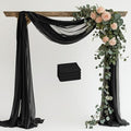Wedding Arch Draping Fabric 4 Panels 28.7" x 20FT Black Sheer Chiffon Backdrop Drapes for Wedding Ceremony Birthday Party Bridal Shower Outdoor Decoration