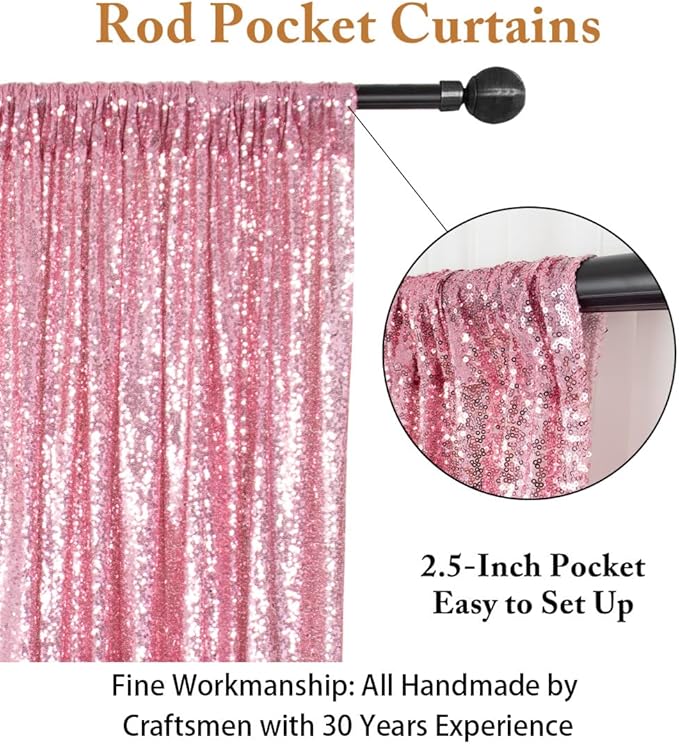 ShinyBeauty Sequin Backdrop Curtains 4 Panels Fuchsia Pink 2FTx8FT Sequin Fabric Photo Backdrop Curtains Fuchsia Pink Glitter Curtains for Party Baby Shower Studio Backdrop