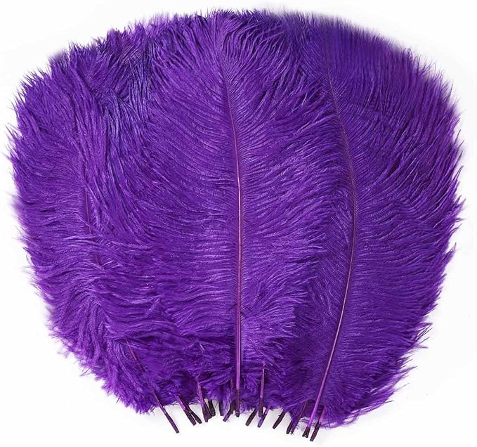 YAKRUNA 30PCS Purple Ostrich Feathers Bulk 12-14 Inches for Centerpieces for Wedding Birthday Gatsby Party, Decorative Plumes for Vase & Table & Christmas Tree Decor (30-35cm, Purple)