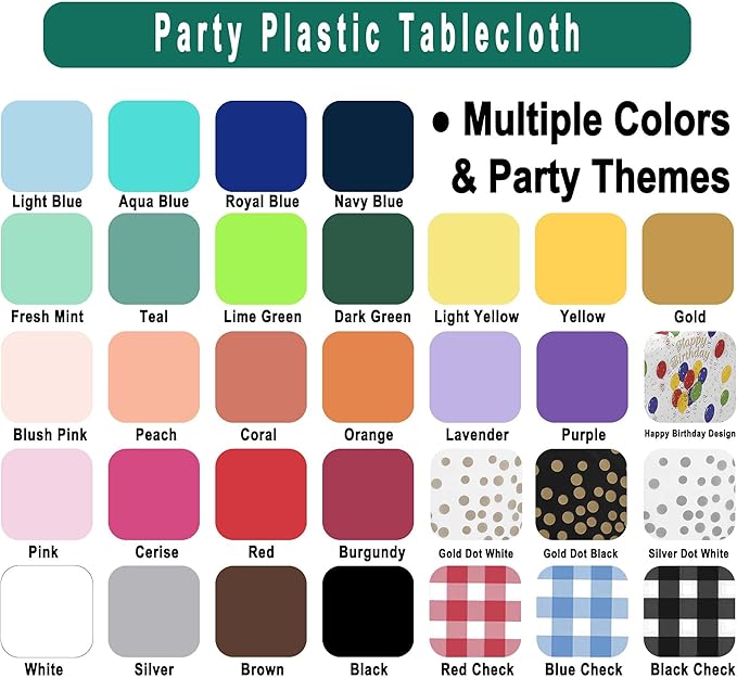 Aqua Blue Plastic Tablecloths 2 Pack Disposable Table Covers 54 x 108 Inch. Baby Shower Party Tablecovers Seafoam Blue Table Cloths for BBQ Picnic Birthday Wedding Parties 8 ft Rectangle Table Use