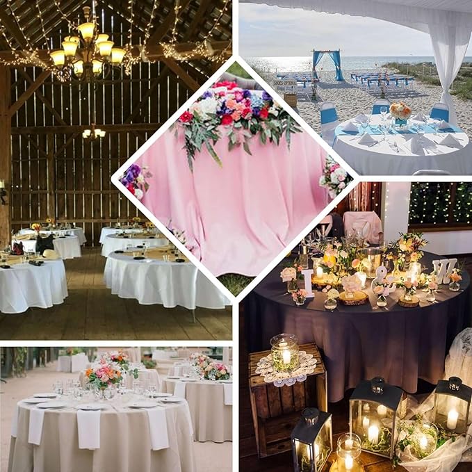 Efavormart Round Tablecloth, 108 Inch Stain & Wrinkle Resistant Washable Table Cloth, Decorative Polyester Fabric Table Cover for Banquet, Wedding, Dining- Chocolate