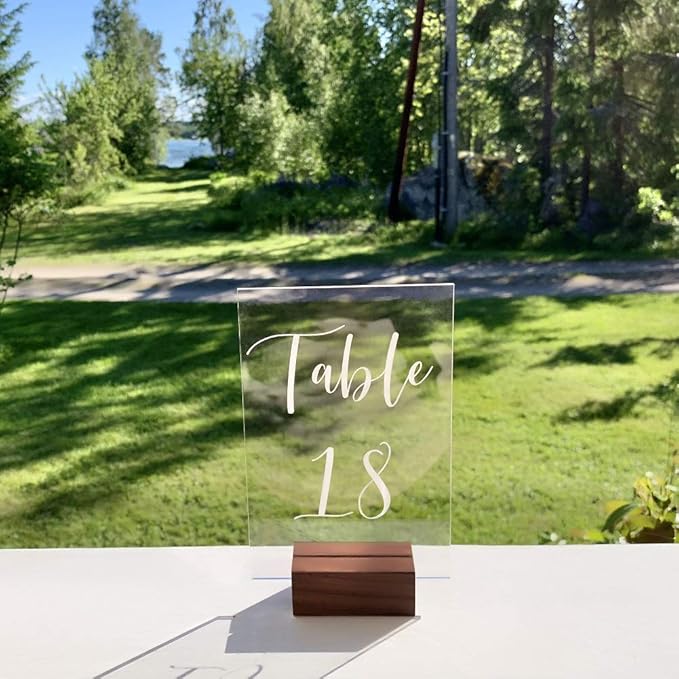 UNIQOOO 20 Pack Place Card Holders | Rustic Walnut Wood Escort Cards Display Stands | Table Number Sign and Photo Stand | Perfect for Retail Shop, Cafe, Home, Wedding, Dinner Party Events Decoration
