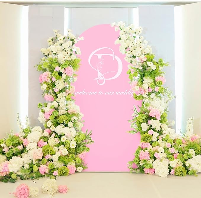 LEBENGURU Upgraded 6FT Wedding Arch Cover, Light Pink Spandex Fitted Arch Backdrop Cover, Round Top Chiara Stand Covers for Birthday Party Baby Shower Banquet Balloon Décor