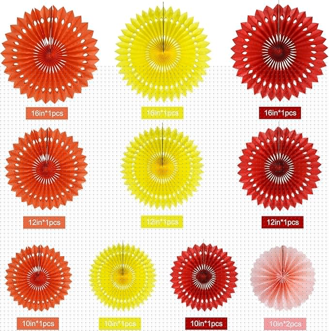 BEISHIDA Fall Orange Hanging Honeycomb Round Paper Fans Decoration Set for Thanksgiving Harvest Fall Wedding Baby Shower Birthday Photo Booth Backdrops Anniversary Party Supplies(11packs)