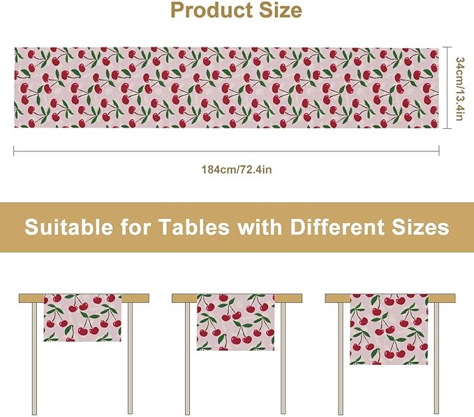 Cherry Table Runner,Spring Summer Fruit Table Runner for Kitchen Dining Table Home Party Decoration 13x108 Inch