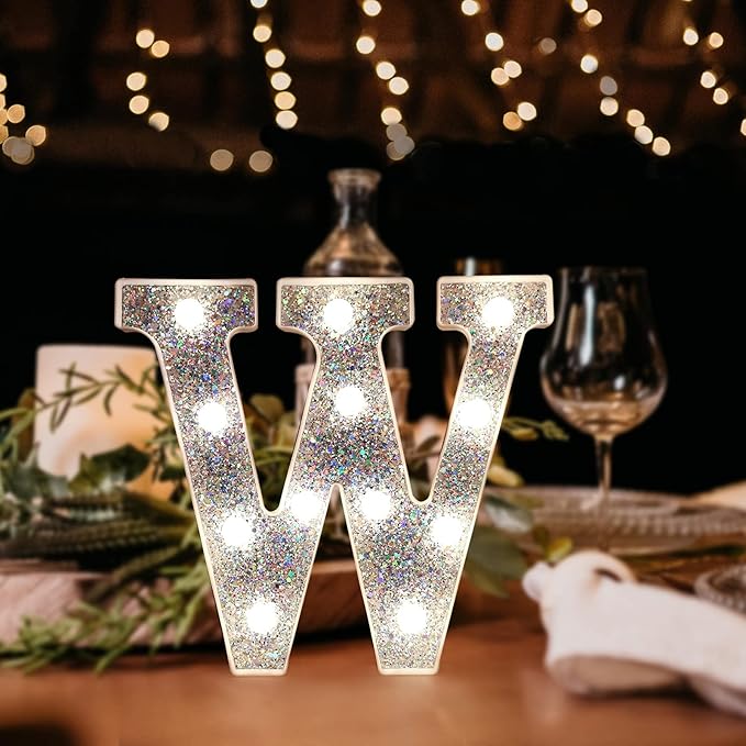Pooqla Light Up Letters, LED Marquee Letters for Silver Birthday Decorations, Battery Powered Night Light Teenager Girl Room Decor, Gift for Girls Boys Wedding Bedroom Christmas Party Decor, Letter Y