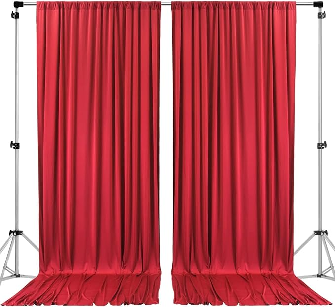 AK TRADING CO. 10 feet x 8 feet IFR Polyester Backdrop Drapes Curtains Panels with Rod Pockets - Wedding Ceremony Party Home Window Decorations - RED