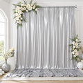 gogoparti 10x10FT Silver Sequin Backdrop Curtain - 2 Panels of 5x10FT Wrinkle-Free Glitter Drapes for Photography, Birthdays, Weddings & Graduations