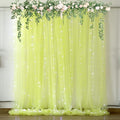 Yellow Tulle Backdrop Curtains with Lights String for Birthday Party Photoshoot 10ft × 8ft Sheer Backdrop Curtains for Baby Shower Wedding Background Decorations 2 Panels 5×8ft