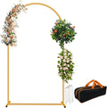 Metal Arch Backdrop Stand Set- Heavy Duty Rust-Proof Wedding Decoration Frame with Crossbar Base - Easy Assembly for Party, Photo Booth, Balloon & Flowers Decor (Gold, 6.6FT)