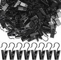 Teenitor 100 Pack Small Curtain Clips Curtain Hooks for Outdoor String Lights, Stainless Steel Clips for Hanging Curtain Hooks for Drapes, Black