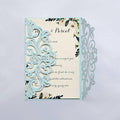 25PCS Light Blue Laser Cut Wedding Invitations Cards with Envelopes,Blank Inner Sheets,Ribbons for Wedding Bridal Shower Quinceanera Engagement Birthday Invites matte light blue B001