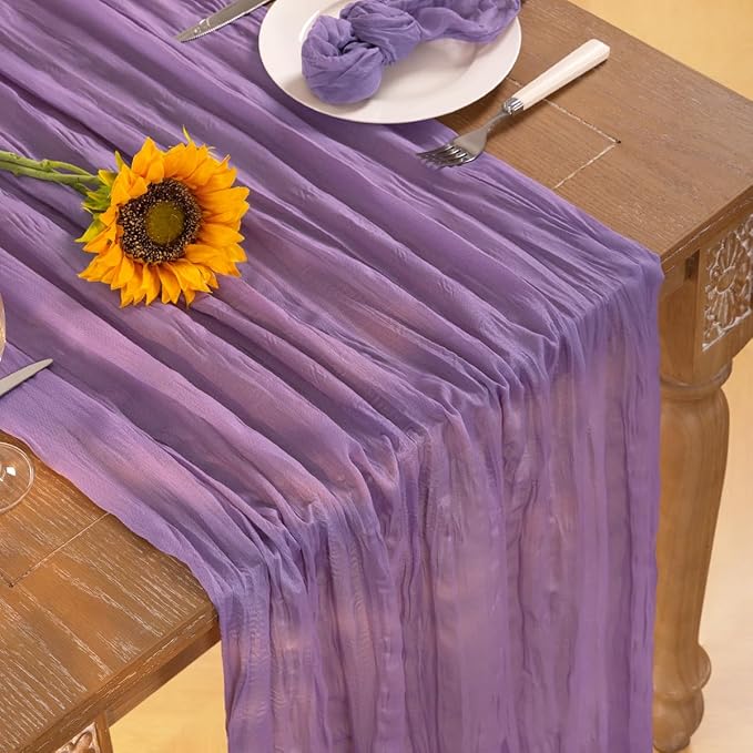 Lavender Purple Cheesecloth Table Runner 10 Pack Fall Table Runners Boho Gauze 120 Inches Cheese Cloth Fall Table Decorations for Thanksgiving Wedding Bridal Baby Shower Birthday Garden Party
