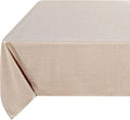 Fitable Faux Linen Tablecloth Rectangle 60 x 102 Inch - Rustic Fabric Table Cloth for 6 Foot Tables, Beige Faux Burlap Table Cover for Kitchen Dining, Party, Farmhouse